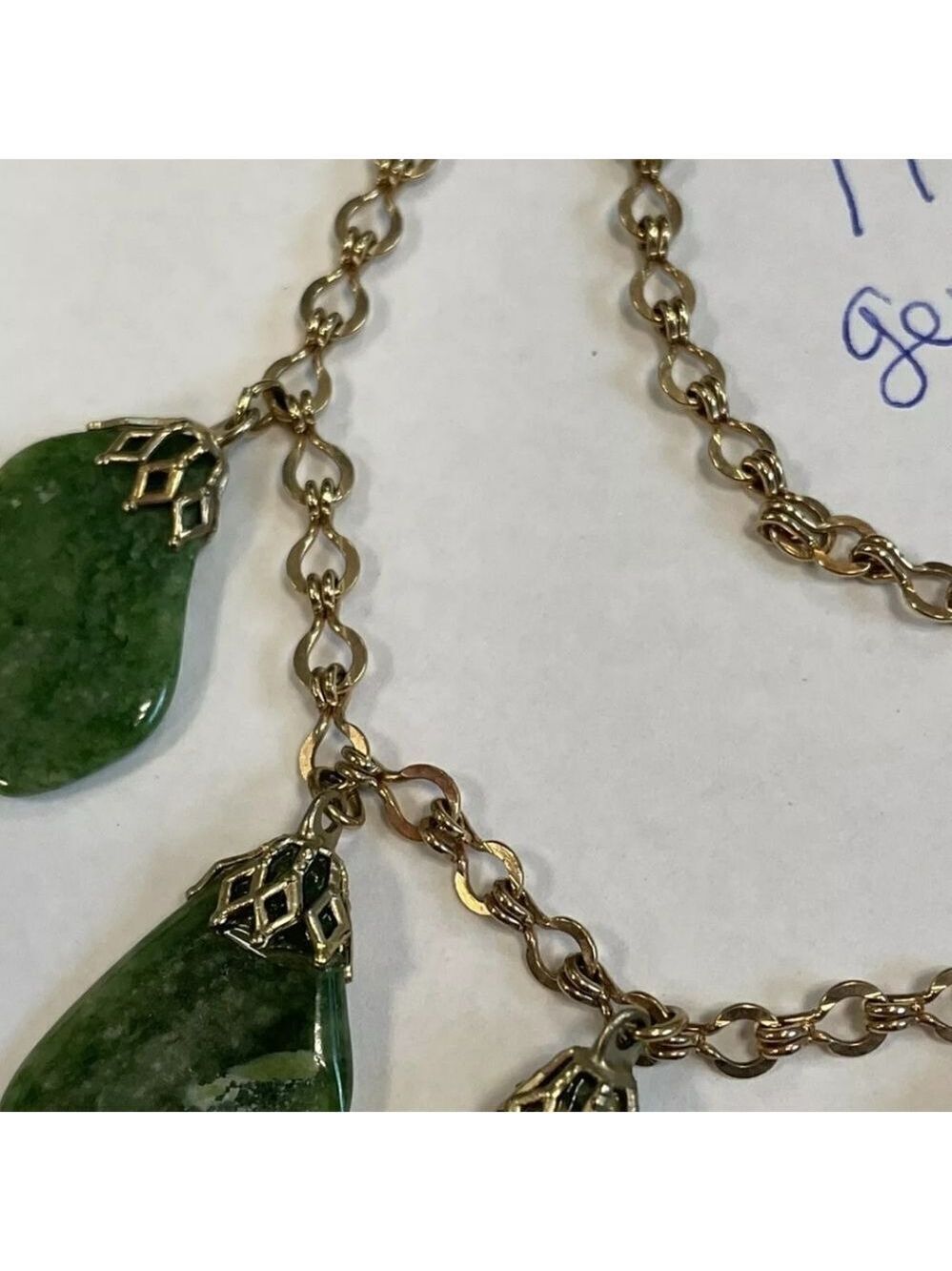 Genuine Green Agate Vintage Necklace With Lovely Stones - Picture 6 of 8